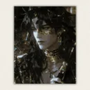 Portrait of a figure in an ancient Egyptian style golden eye mask and jewelled collar paint by numbers finished canvas