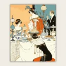 Art Deco 1920s dinner party with elegant women and gentlemen paint by numbers finished canvas