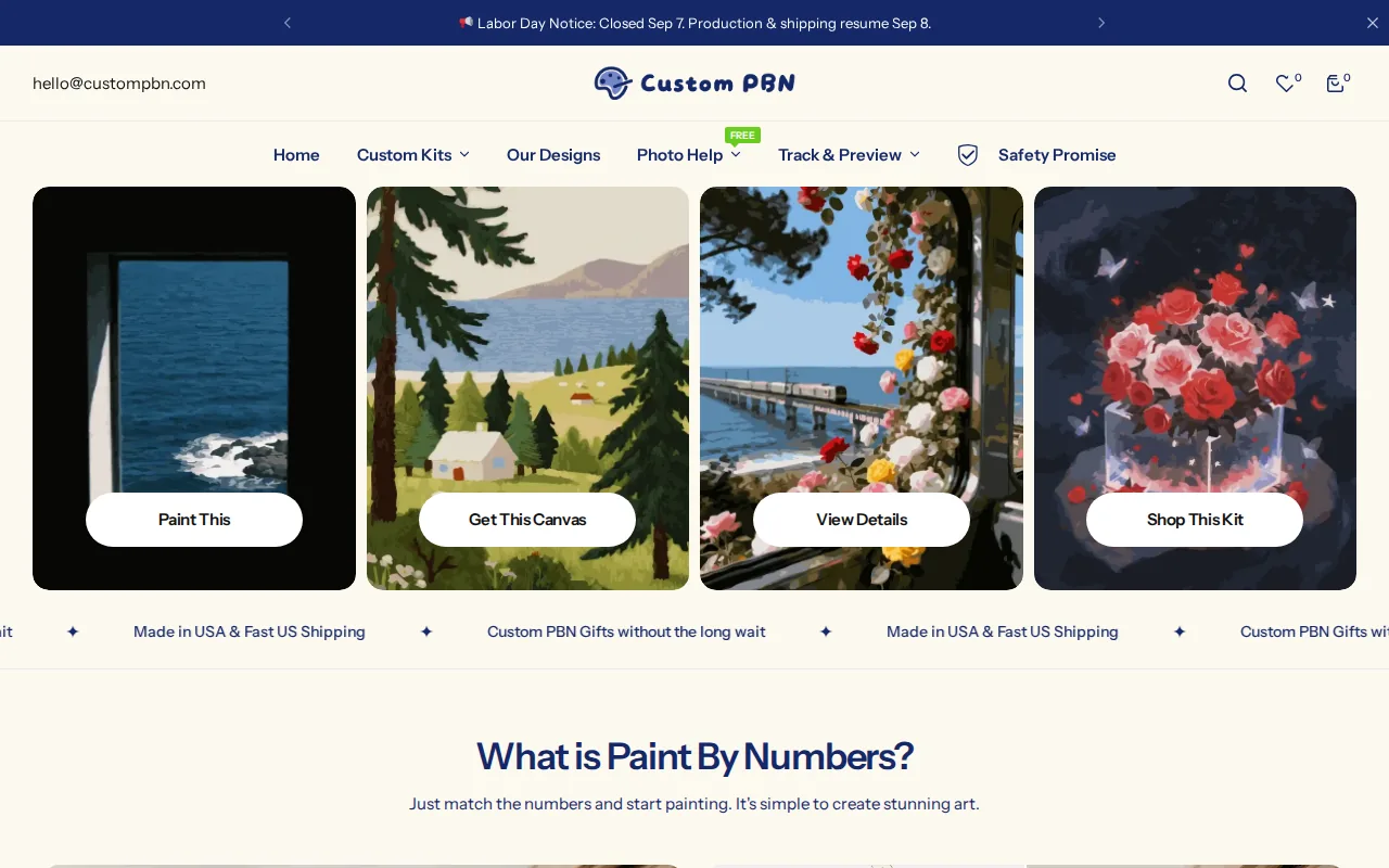 Screenshot of the CustomPBN website