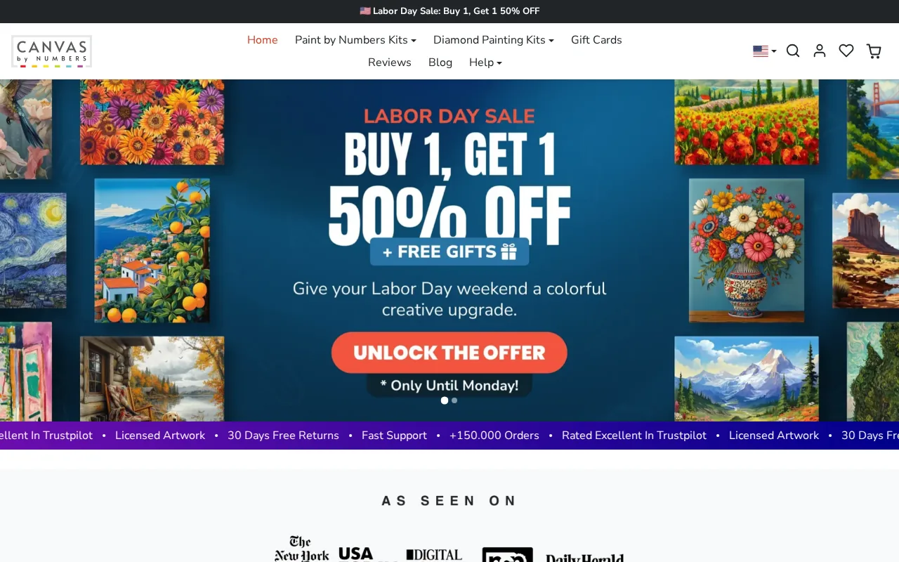 Screenshot of the Canvas by Numbers website