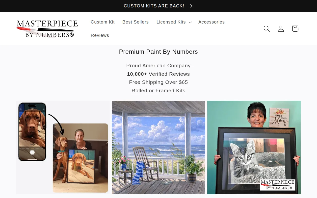 Screenshot of the Masterpiece By Numbers website