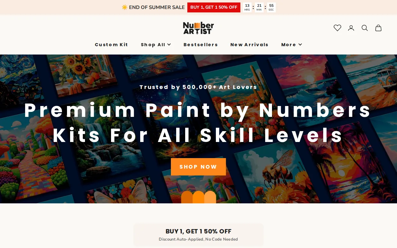 Screenshot of the Number Artist website