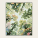 Blossoming treetops framing a bright sky paint by numbers finished canvas