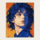 Vibrant blue hair portrait paint by numbers canvas