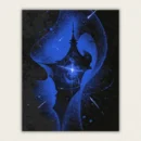 Blue stippled night sky with two profile faces a tower and a bright star paint by numbers finished canvas