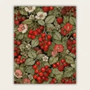 Botanical berry pattern with raspberries rosehips and wild roses in Morris style paint by numbers finished canvas