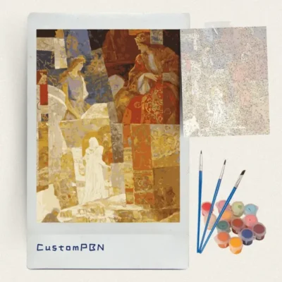 Byzantine king and queen paint by numbers kit with canvas, three brushes, paints and reference sheet