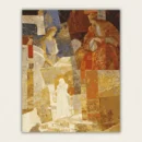 Byzantine style painting of a crowned king and queen with a white robed figure among gold mosaic panels paint by numbers finished canvas