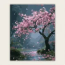Finished cherry blossom night paint by numbers canvas