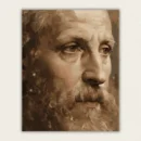 Classical oil painting portrait of an elderly man with a white beard paint by numbers finished canvas