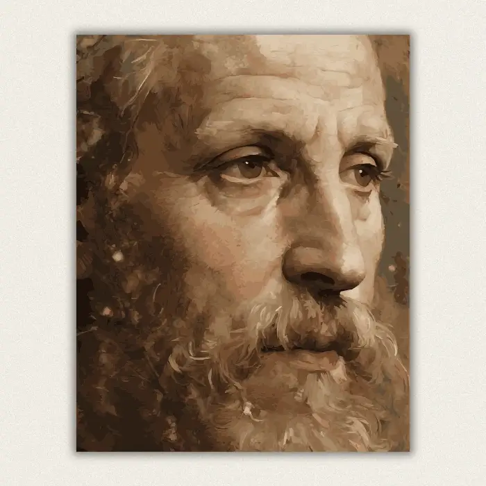 Classical oil painting portrait of an elderly man with a white beard paint by numbers finished canvas