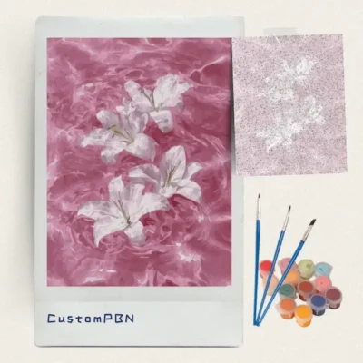 Complete CustomPBN kit with canvas, paints, and brushes