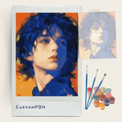 Complete paint by numbers kit with acrylic paints and professional brushes