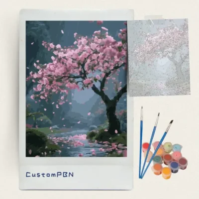 CustomPBN complete paint kit with canvas, acrylic paints, and brushes