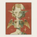 Crimson guardian mystical elf and angel bust paint by numbers finished canvas