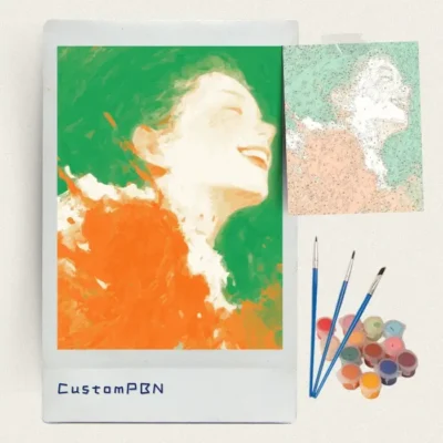 Complete CustomPBN paint by numbers kit including canvas, paints, and professional brushes