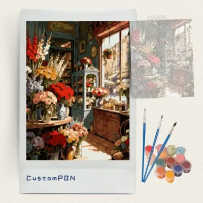 CustomPBN complete DIY paint by numbers kit with canvas, paints and brushes