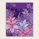 Dreamlike foliage in pink, lilac and blue paint by numbers finished canvas