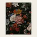 Dutch flower still life close up with striped peony poppies and butterfly paint by numbers finished canvas