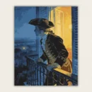 Eighteenth century gentleman in a tricorn hat leaning on a balcony at night paint by numbers finished canvas
