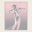 Elegant woman playing violin in pink and silver gradient paint by numbers canvas
