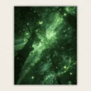 Looking up into an enchanted forest canopy lit by rays of light and swarming fireflies paint by numbers finished canvas