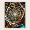 Abstract concentric polygon rings filled with glowing city lights and bokeh paint by numbers finished canvas