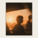 Romantic silhouette portrait at golden sunset paint by numbers canvas with warm bokeh light