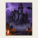 Haunted gothic castle above a foggy graveyard with tombstones and pumpkins paint by numbers finished canvas
