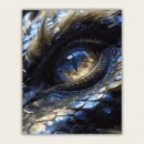 Close up of a huge dragon eye with a golden iris and blue scales paint by numbers finished canvas