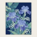 Blue and violet irises against a dark sky paint by numbers finished canvas