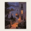 Lamplit steps through a hillside town paint by numbers finished canvas