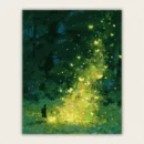 Girl opening a glowing jar of fireflies in a dark forest paint by numbers finished canvas