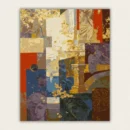 Marble statues and columns layered with gold leaf paint by numbers finished canvas