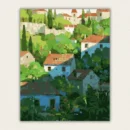 Misty Blue Village paint by numbers kit for adults, manufactured and shipped from USA.