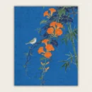 Orange trumpet vine and white bird paint by numbers kit for adults, proudly made in USA with fast shipping.