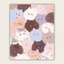 Pattern of round kitten faces in soft pastel colours paint by numbers finished canvas