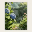Rainy hydrangea garden paint by numbers kit for adults, made in USA with fast domestic shipping.