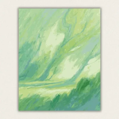 Serene emerald green abstract nature flow paint by numbers canvas for adults
