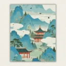 Serene oriental mountain pavilion paint by numbers kit for adults, proudly made in USA with fast shipping.