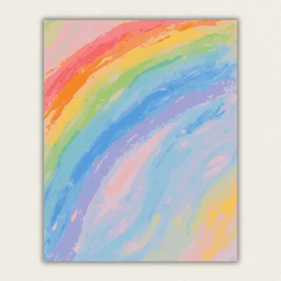 Soft pastel rainbow brushstrokes paint by numbers finished canvas