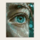 Sparkling emerald green eye close up paint by numbers finished canvas