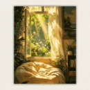 Sunlit cozy reading corner paint by numbers kit for adults, made in USA with fast domestic shipping.