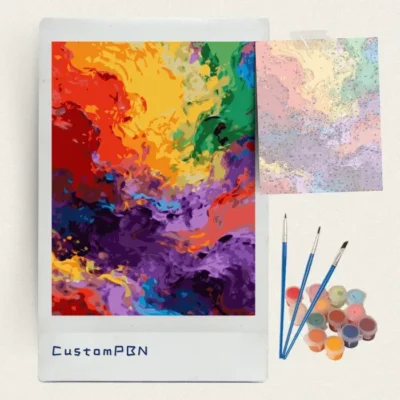 Thick impasto swirls paint by numbers kit with brushes, paints and numbered canvas