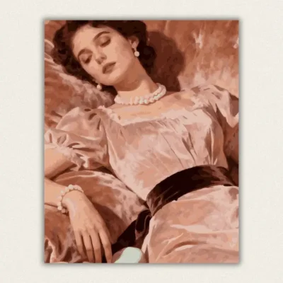 Timeless serenity vintage lady resting portrait paint by numbers finished canvas