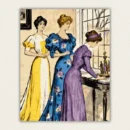 Three Victorian ladies in long colourful dresses vintage fashion illustration paint by numbers finished canvas